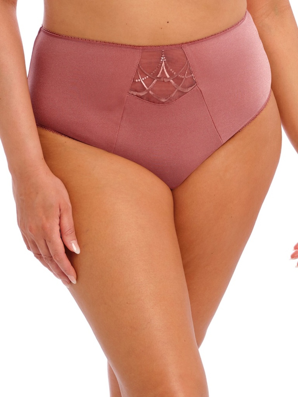 NEW Elomi Cate Embroidered Mesh Full Coverage Brief Panty 4036 Rosewood ROW